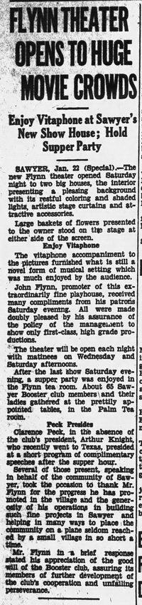 Flynn Theatre - Jan 22 1929 Article (newer photo)